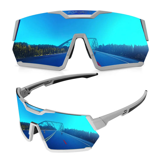 POPOACTI Cycling Sports Sunglasses Polarized UV400 Protection Sports Baseball Running Golf Cycling for Men Women Youth (Dream_Blue)